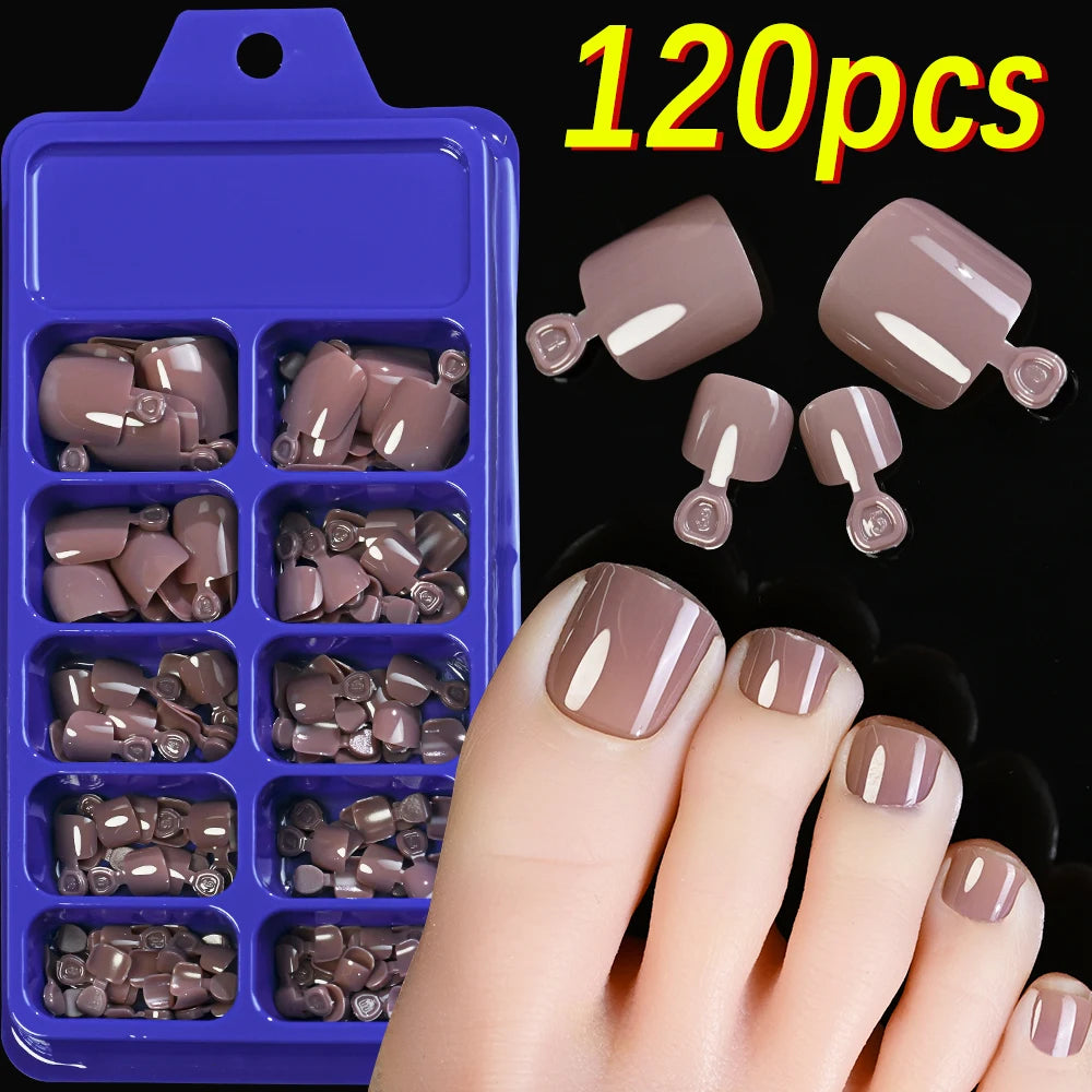 100PCS Short Square False Toenail Tips Full Cover White Artificial Fake Toenail Acrylic Foot Nail Art Tip Press on Toe Extension