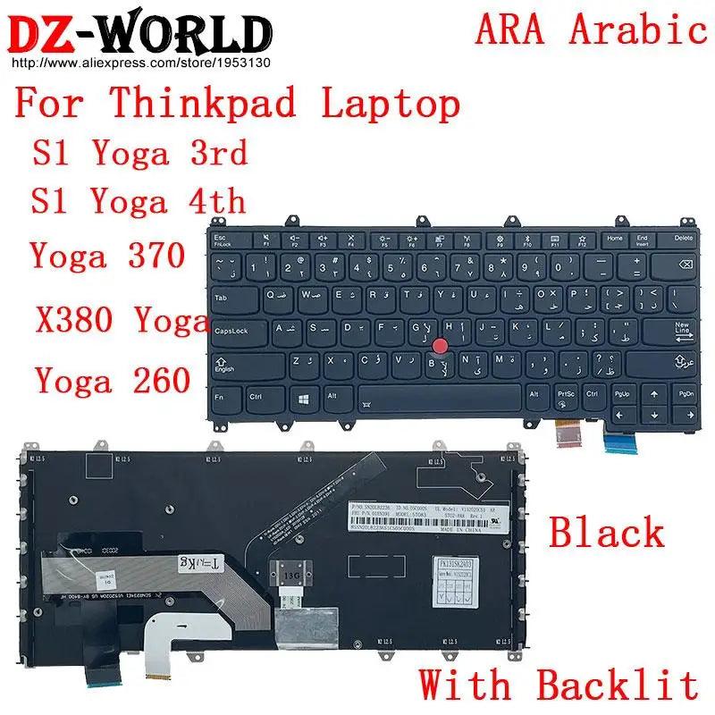 US English GR GK KR ARA TH HB IL KZ RU TW Backlit Keyboard For Lenovo Thinkpad S1 4th X380 Yoga 370 260 Laptop 01AV675 01AV688
