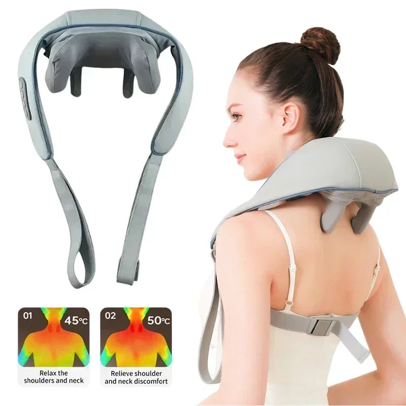 3D Kneading Neck Massager with Heat - Multi-Function Therapy for Shoulder, Back & Cervical Muscle Relaxation