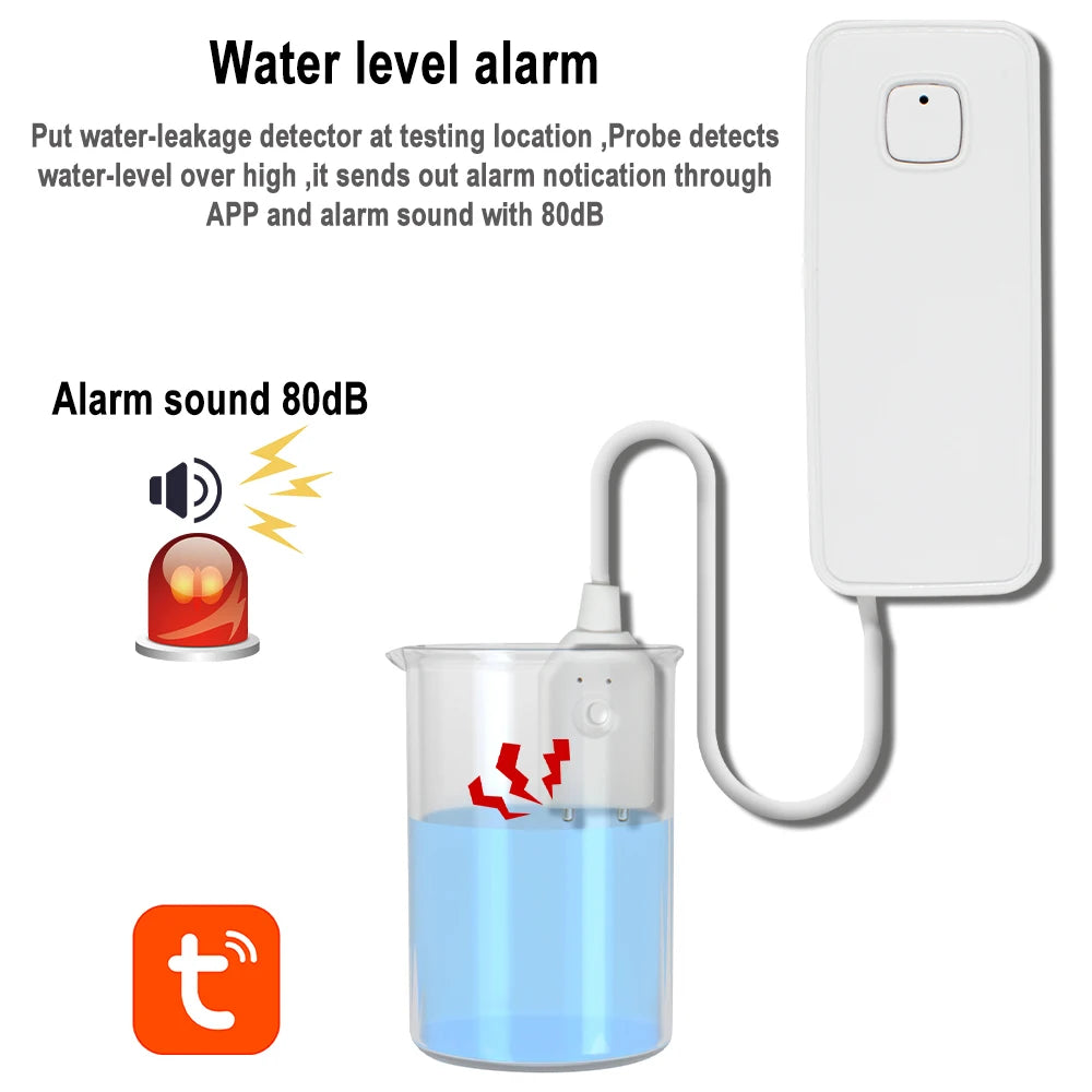WiFi Tuya Smart Water Leakage Detector Sensor APP Remote Monitor 80dB Sound Alarm System Flood Home Security Safety Smartlife
