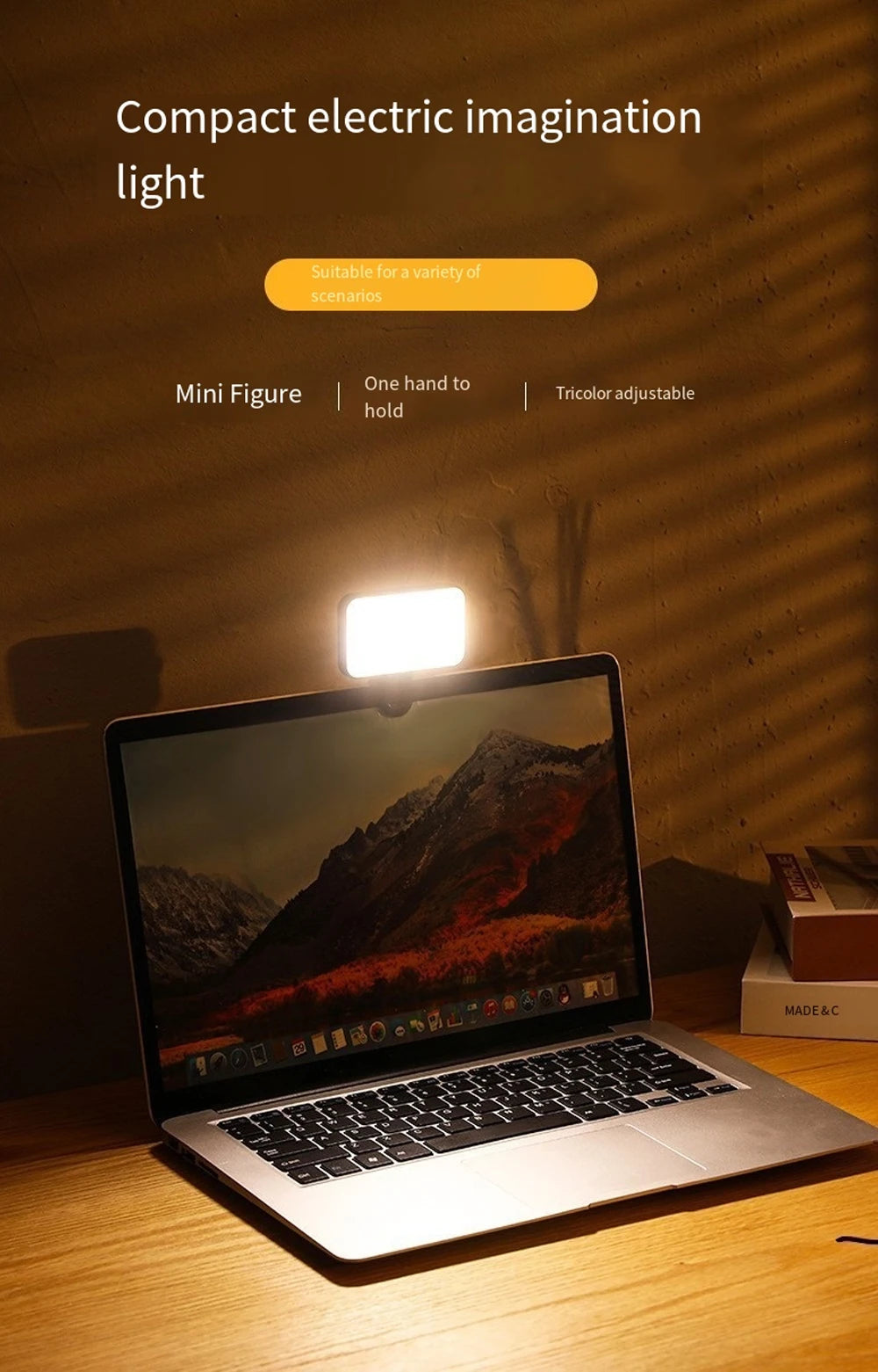 Portable Mini Selfie Fill Light Rechargeable Clip 3 Modes Adjustable Brightness On For Phone Laptop Tablet Meeting Make Up ﻿