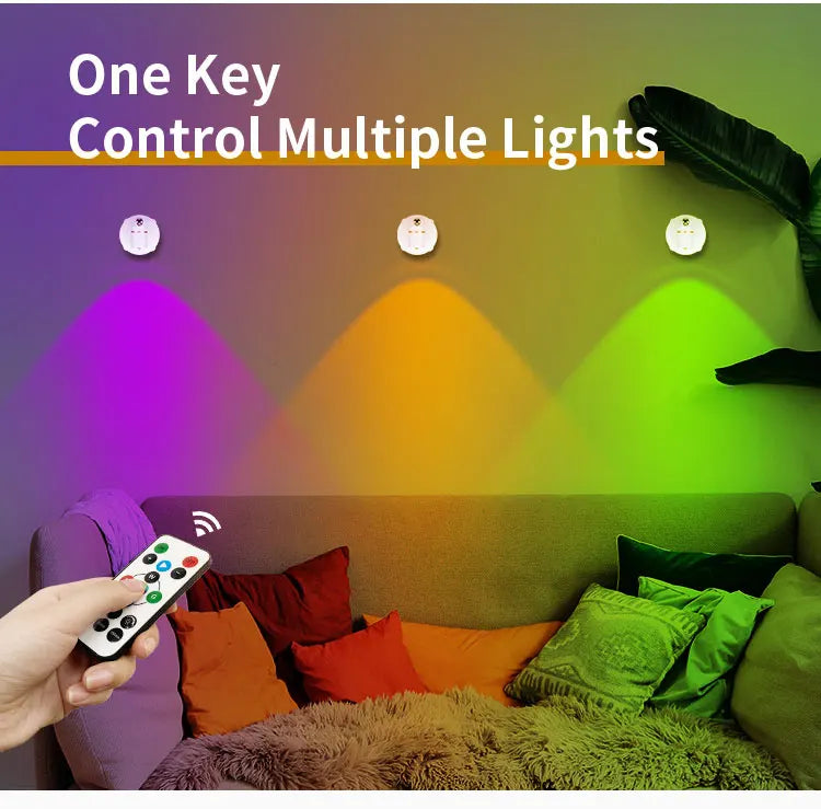 Indoor Wireless Led Spotlight Battery Powered Lights Wireless Wall Decoration Accent Light Mini RGB Spotlight For Lighting Home