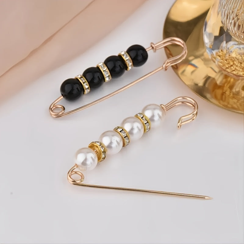 Sweater Shawl Clips Faux Pearl Brooch Pins Clothing Dress Pants Skirt Waist Decorative Collar Safety Pins For Women