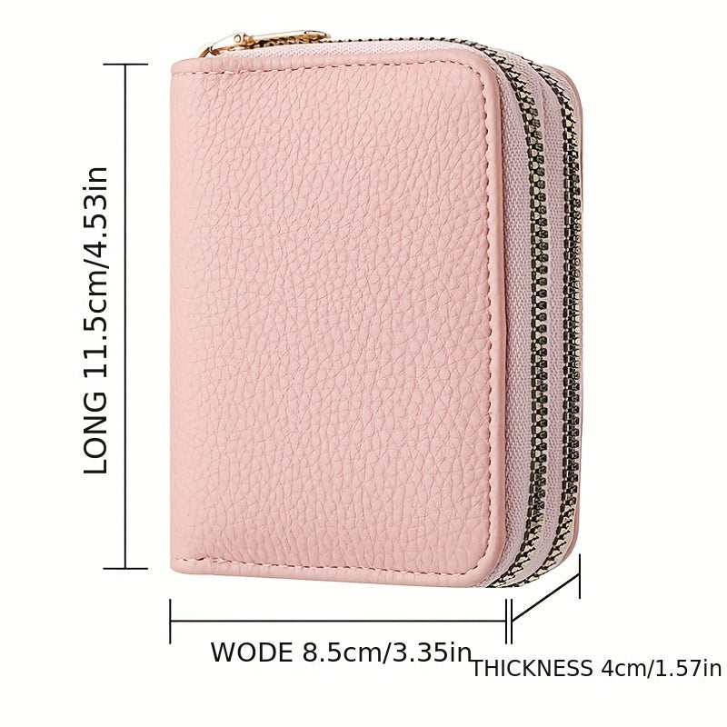 Stylish Womens Double Zipper Wallet - Compact Short Card Holder with Large Capacity, Practical Coin Purse for Everyday Use