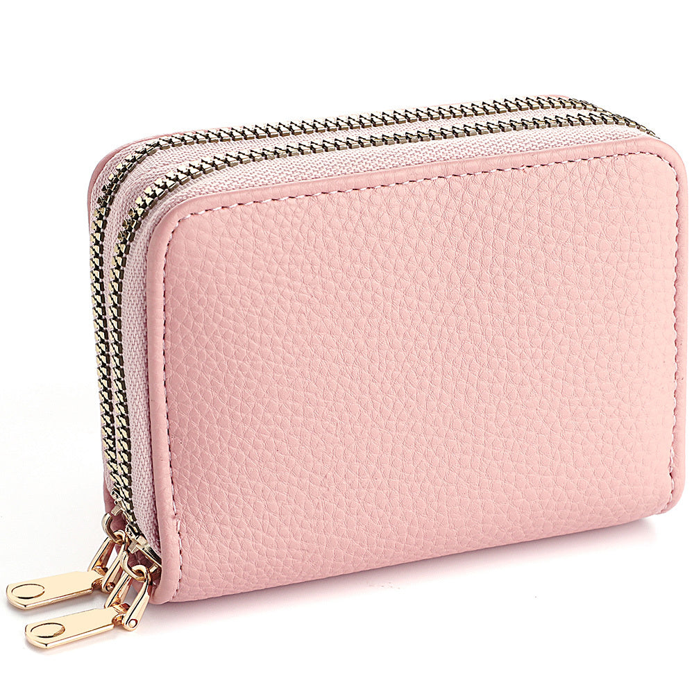 Stylish Womens Double Zipper Wallet - Compact Short Card Holder with Large Capacity, Practical Coin Purse for Everyday Use