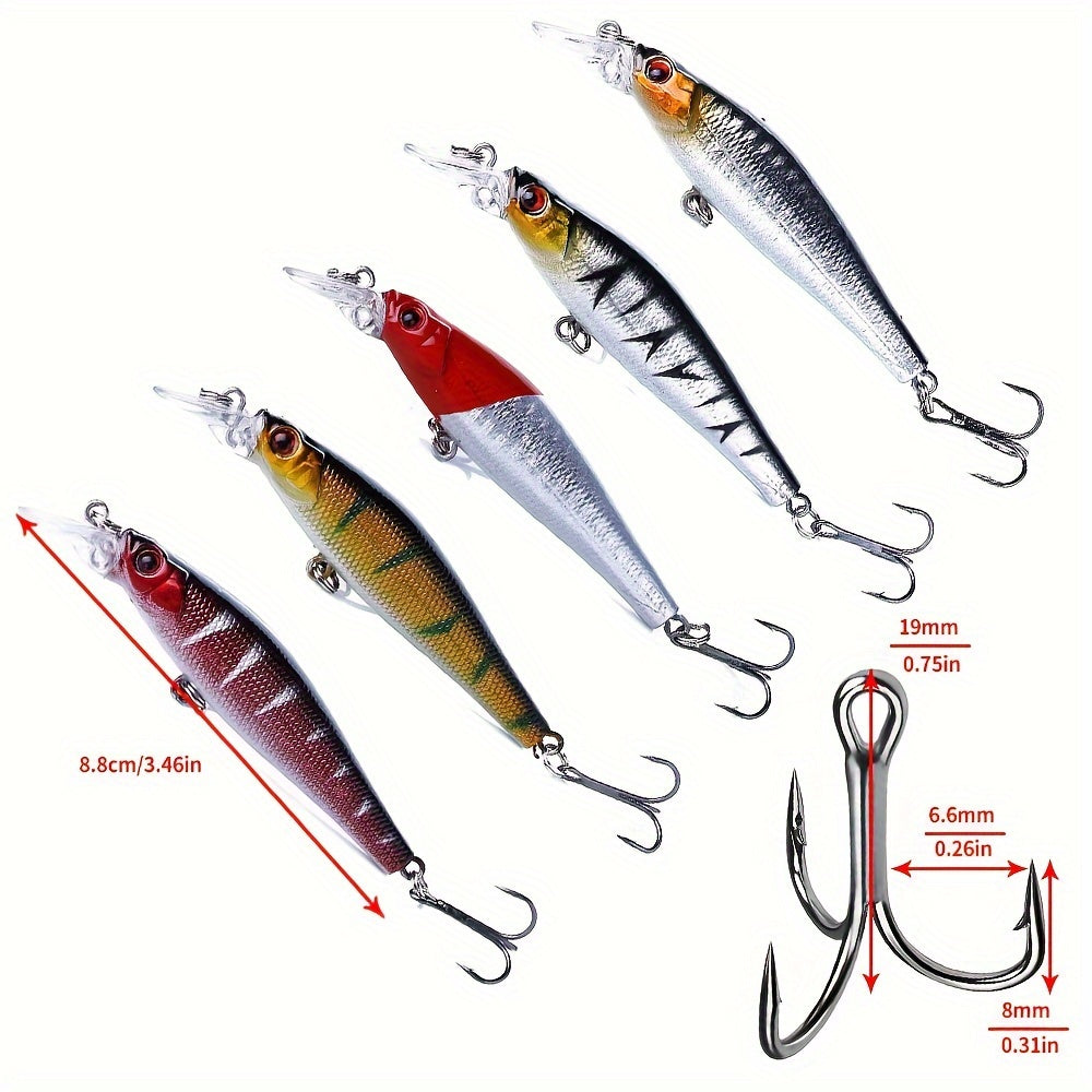 [56pcs Fishing Lures Kit] 56pcs Fishing Lures Kit | Crankbait Tackle Minnow Popper Pencil Swimbaits Hook Hard Baits Set for Pike Carp Bass Freshwater Saltwater | Christmas Gift for Man