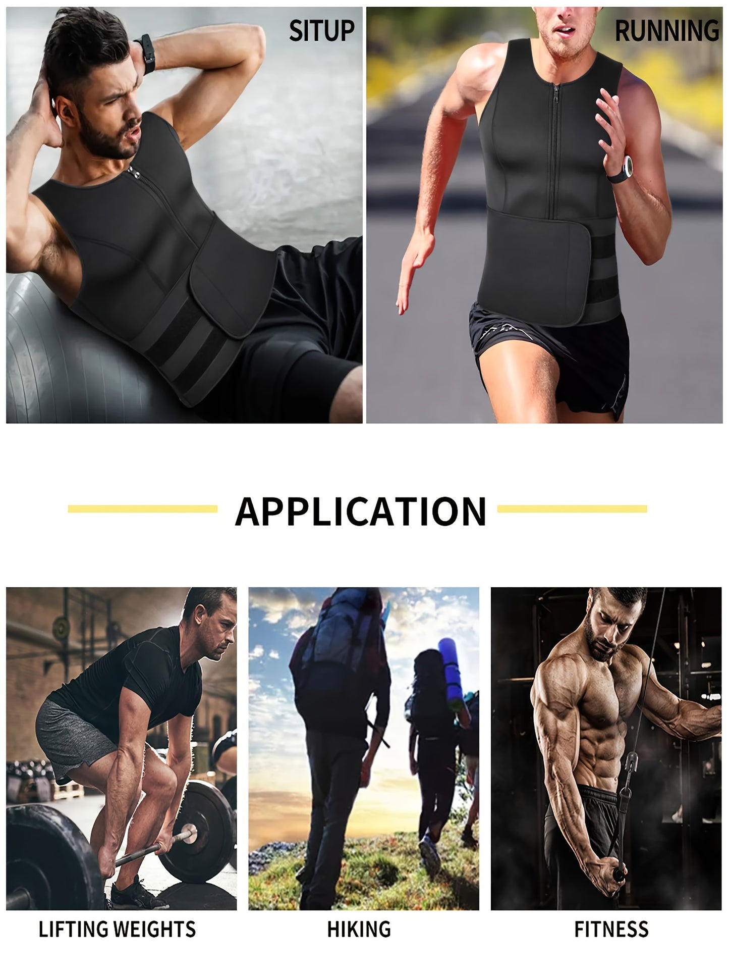 TKPARK Men's Adjustable Compression Tank Top & Waist Trainer - High-Elasticity Workout Shirt with Back Support, Sleeveless Gym Shaper Vest, Zipper Closure & Belt for Fitness Training, Fitness Compression Wear | Sleeveless Tan